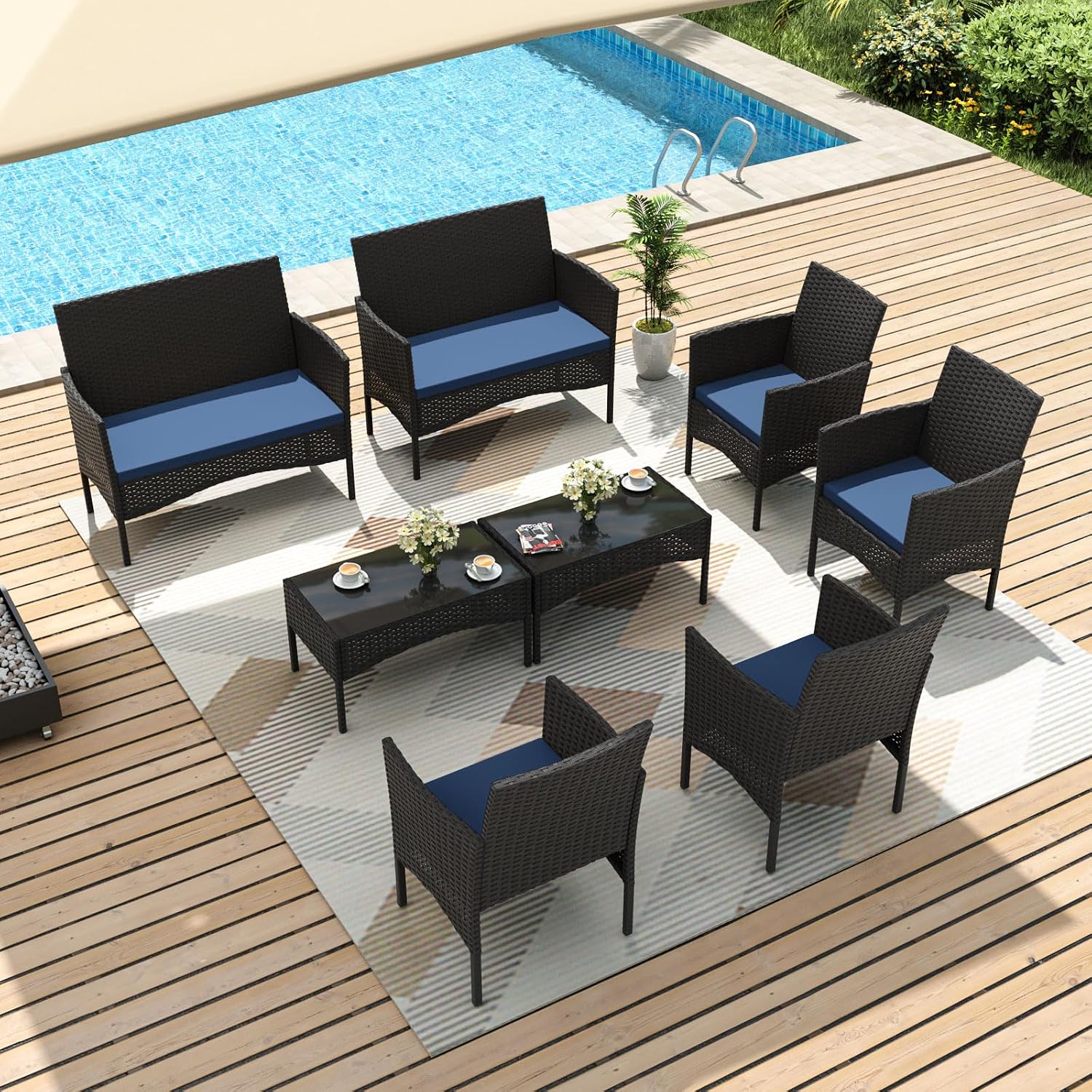 Outdoor Furniture Metal Chairs - Ensemble de meubles de patio 8