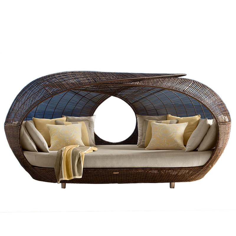 Outdoor Daybed Furniture - Lit de repos demi-rond en rotin