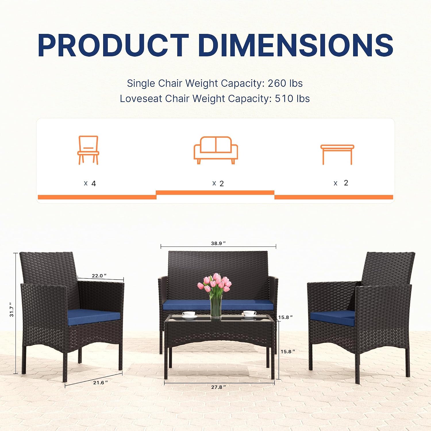 Ensemble de meubles de patio 8 - Outdoor Furniture Metal Chairs avis et prix