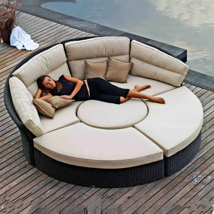 Lit de repos rond en rotin pou - Outdoor Daybed Furniture avis et prix